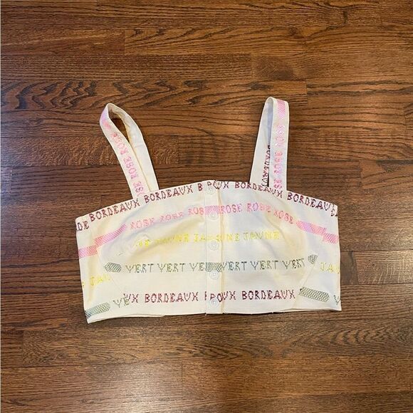 New Anthropologie Embroidered Crop Top Size 14 B-1357 - Picture 3 of 5